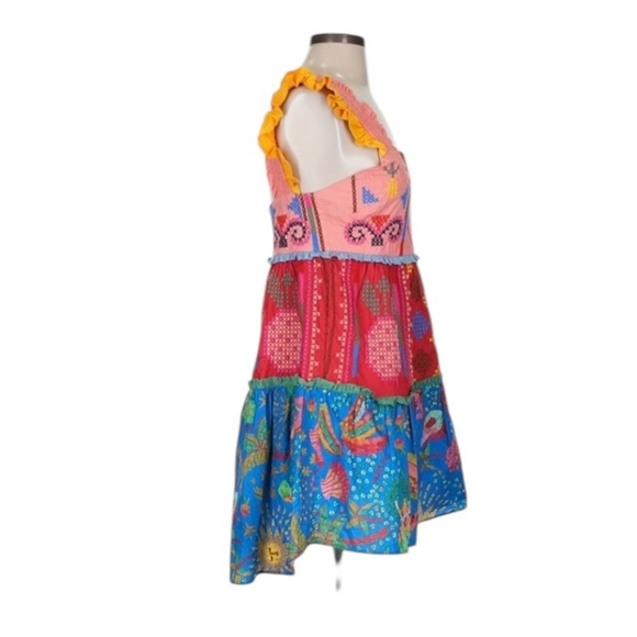 FARM Rio Color Blocked Tropical Embroidered Mini Dress S Like New Pineapples - Picture 6 of 8